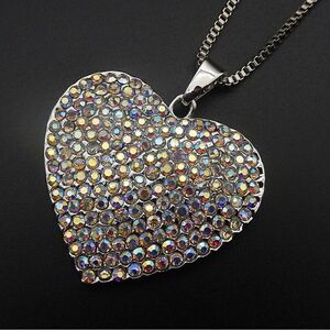 Crystal Rhinestone Heart Pendant Necklace NWOT